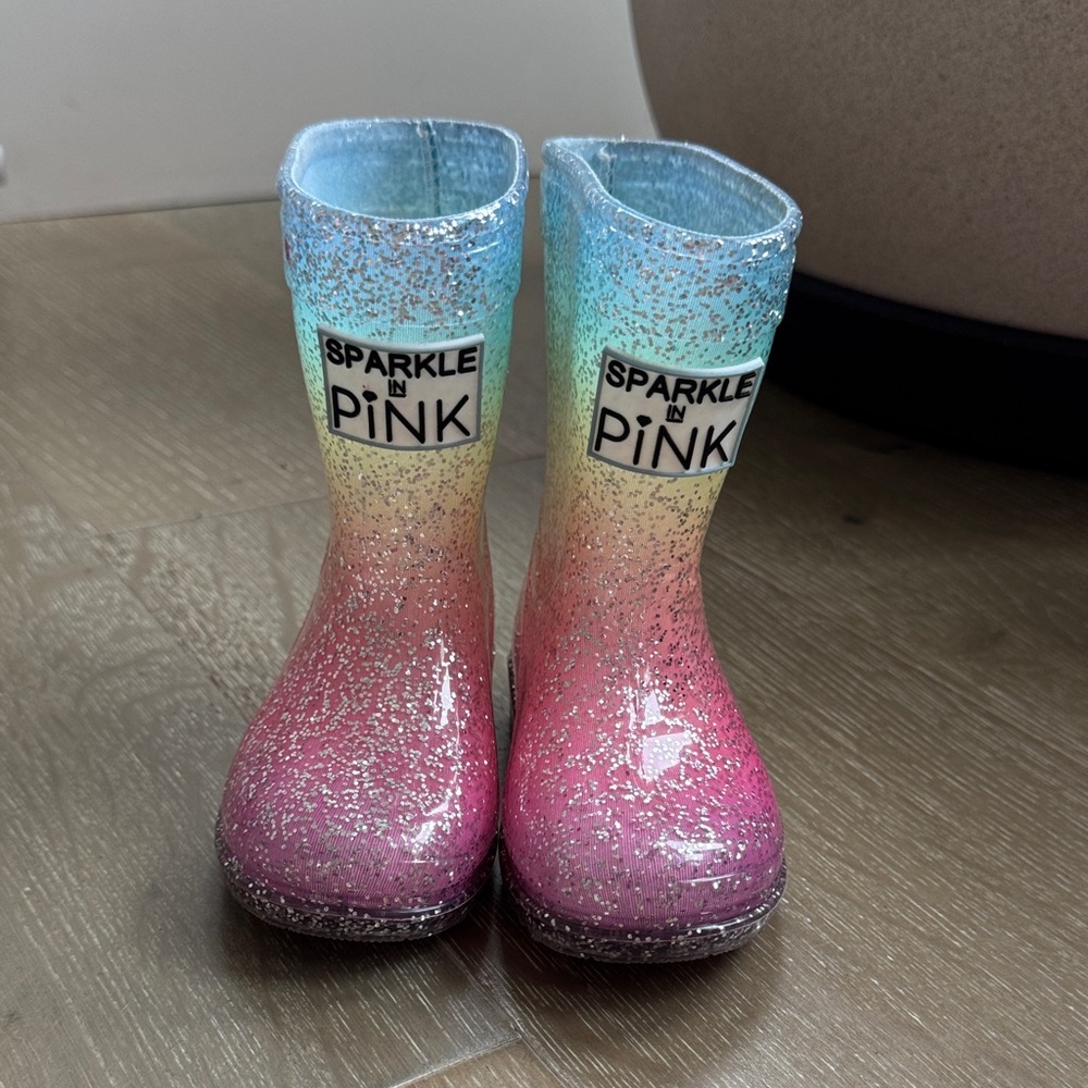 Sparkle in Pink Kids Glitter Boots - Multicolor